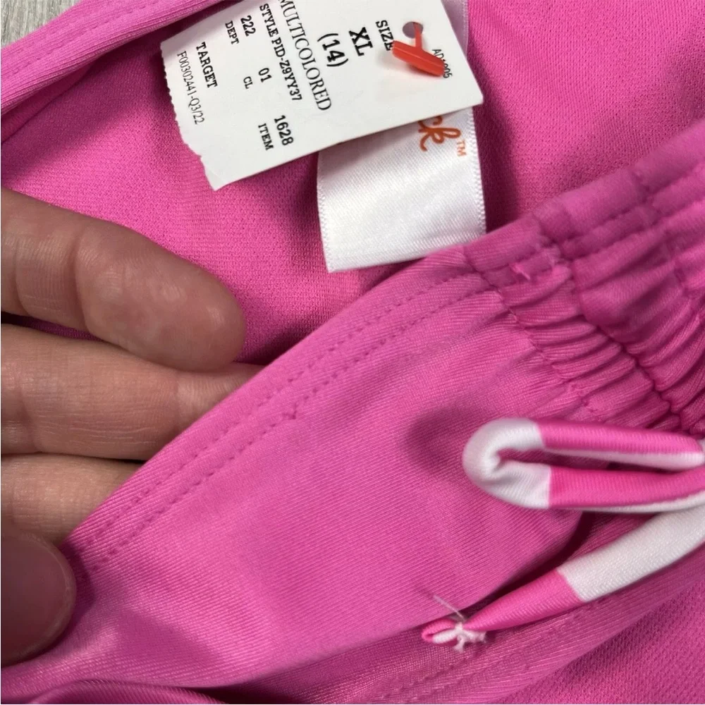 Cat & Jack Girls Pink Cinched Side Swim Bottoms XL